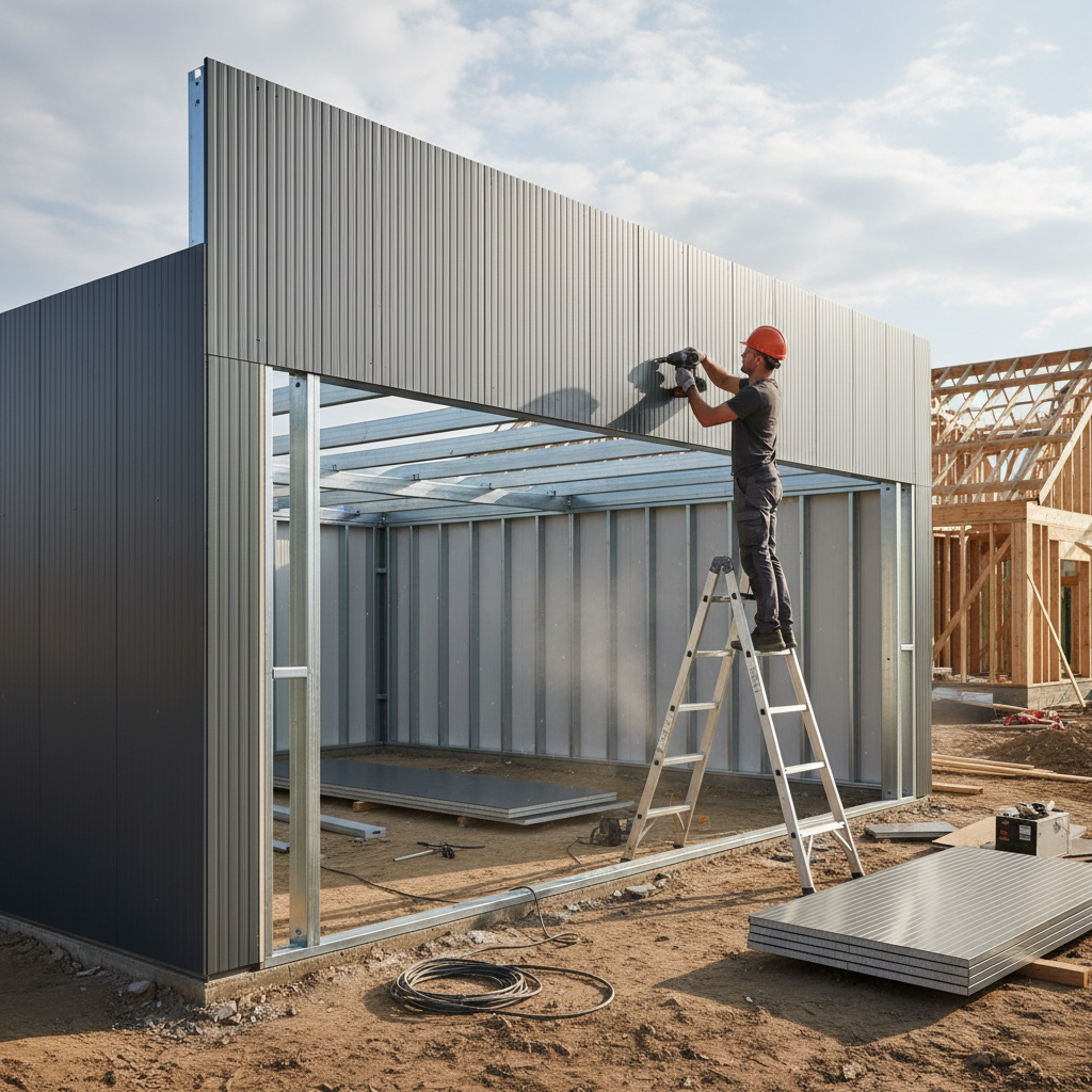 Монтаж сэндвич-панелей на стены гаража — соединение шип-паз