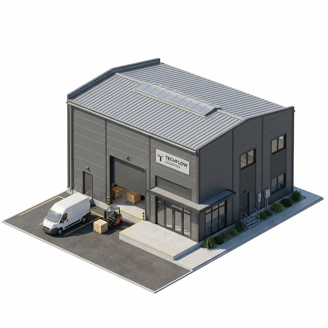 Склад из сэндвич-панелей — изометрический вид зонирования