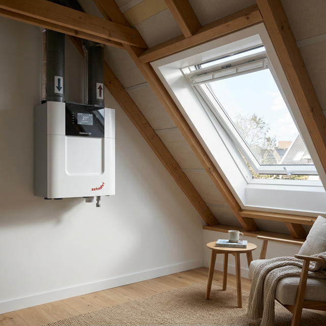 Рекуператор на стене мансарды — приточно-вытяжная вентиляция с рекуперацией тепла