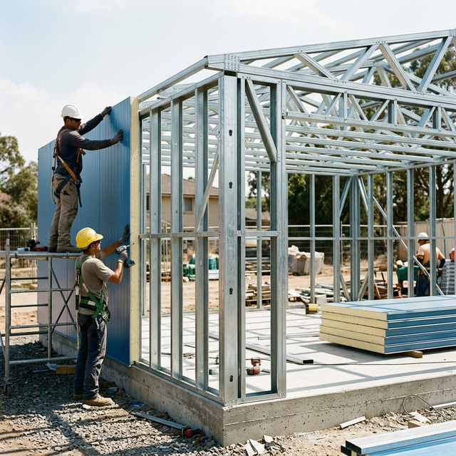 Каркас ЛСТК для гаража на 2 машины