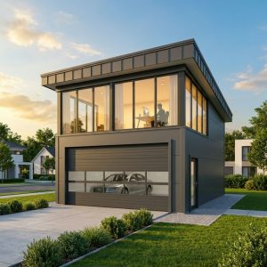 Гараж з офісом на другому поверсі — робочий простір над гаражем