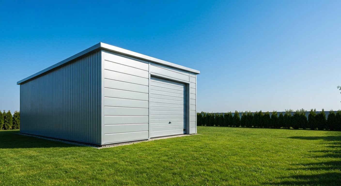Готовий гараж зі сендвіч-панелей на приватній ділянці — PreBuild